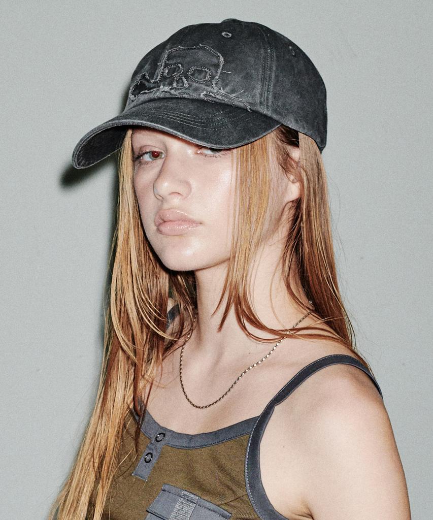 Leoninghai Skull Washed Ball Cap [Charcoal]