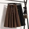 2025 New Autumn Winter Plus Size Long Women Skirts Elastic Waist Oversize Lady Elegant High Waist Skirts A-Line