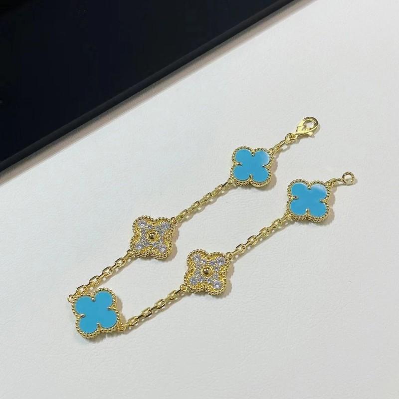 Clover Bracelet CNC Buckle Thick Chain Rose Gold Red Agate Black Agate Lucky Bracelet for Women