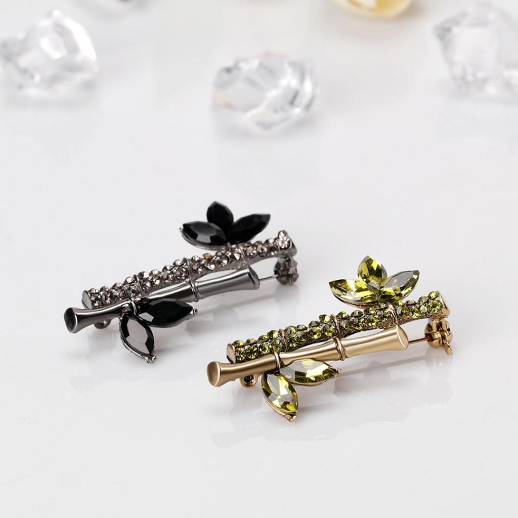Fashion Bamboo Shape Rhinestone Brooch Pin Lady Dress Scarf Charms Accessory AVE