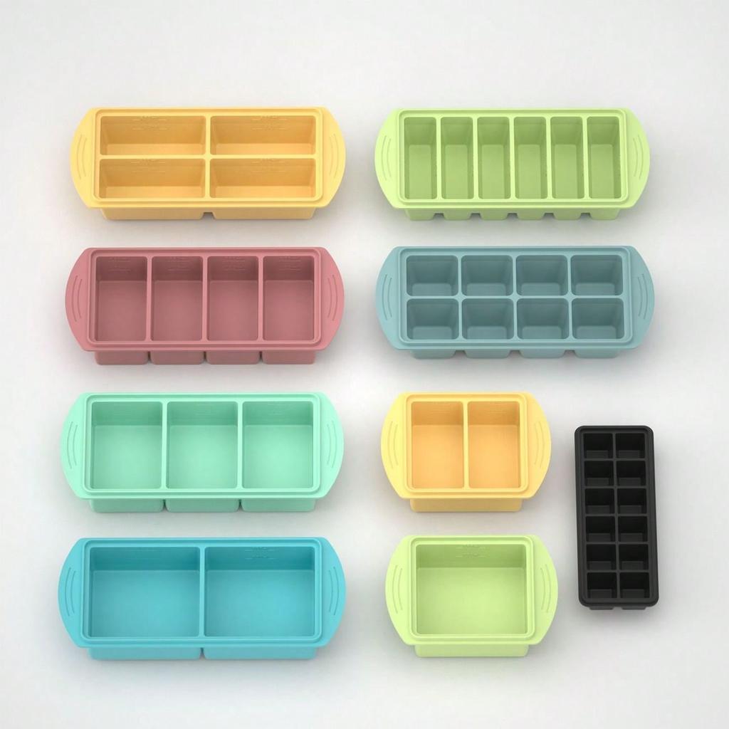 Silicone Freezer Tray with Lid 2/4 Cup Large Ice Cube Mold for Broth Soup Food Storage - Soup Cubes Freezer Container Mold 6