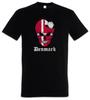 Denmark Football Skull I T-Shirt Mens Womens Tees Top Danish Soccer Flag Banner World Championship