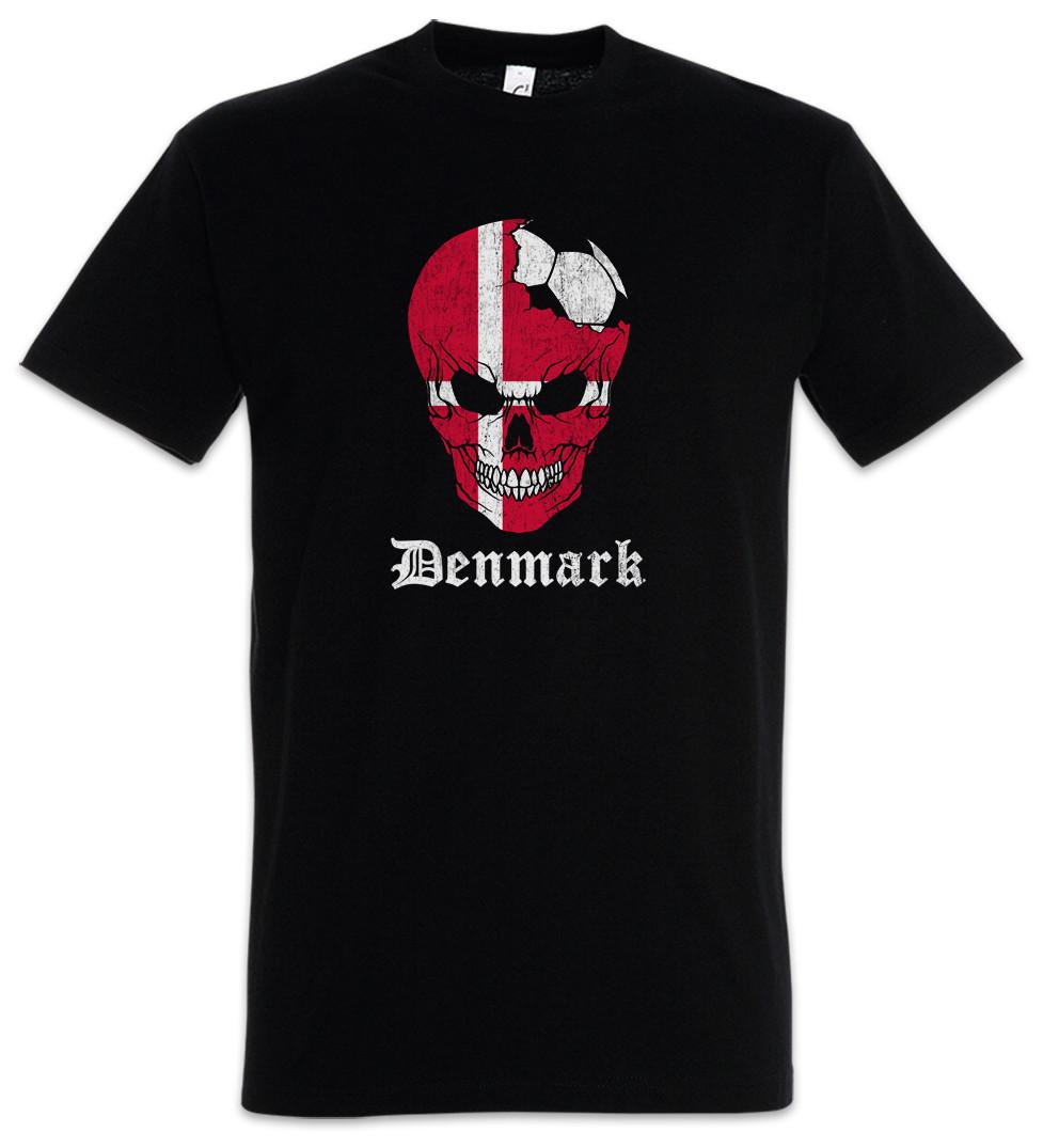 Denmark Football Skull I T-Shirt Mens Womens Tees Top danish Soccer Flag Banner World Championship 2XL