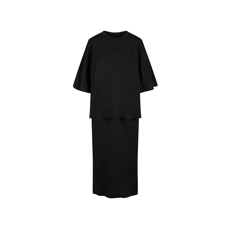 LESS 2025 Summer Round Neck Short Sleeve Dress