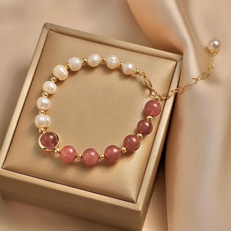 Elegant Baroque Natural Pearl Bracelet Female Luxury Zircon Pendant Fashion Girl Sweet Jewelry for Women