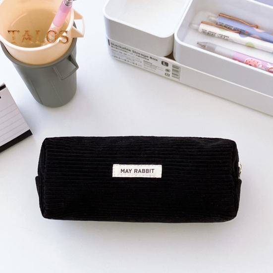 Pencil Case Large Capacity Corduroy Pencil Bag Multi-Purpose Stationery Bag Zipper Placket Makeup Bag Office Travel Gift Organizer
