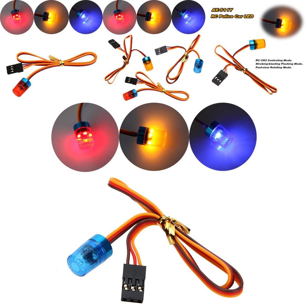 Faszinierendes 3-Farben-Blinkendes Rotierendes LED-Licht für 1/10 RC-Modellautos mit Aluminiumlegierungsbasis