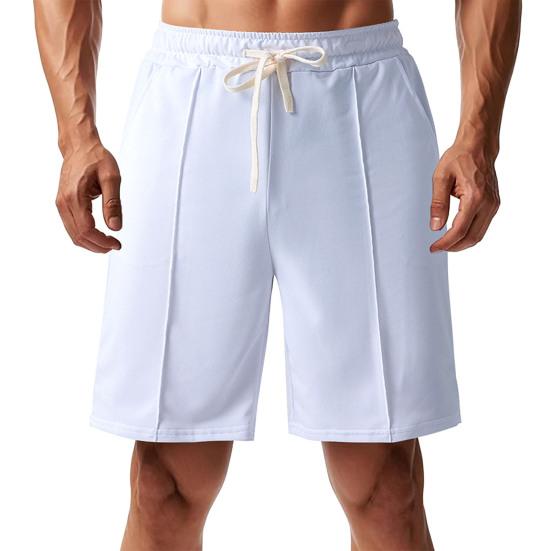 Men Shorts Elastic Waistband Drawstring Design Summer Sport Pants with Pockets Quick Drying