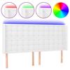 Vidaxl Zagłówek Do Łóżka Z Led, Biały, 203X16X118/128Cm Sztuczna Skóra