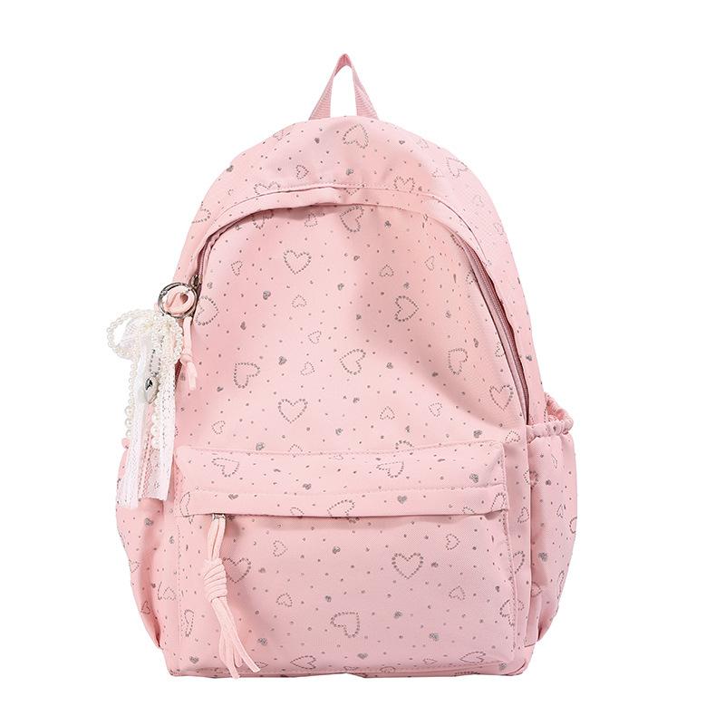 Schoolbag: lightweight, versatile, cute new loving large-capacity backpack for school, sweet for school, suitable for elementary, middle, and high