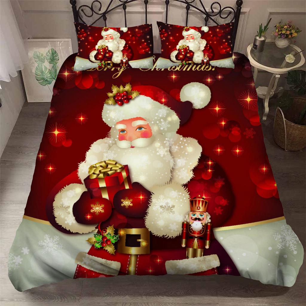 Weihnachtsmann Gedruckter Bettbezug mit Kissenbezug Bettwäscheset Einzel Doppel Twin Full Queen King Size Schlafzimmer Weihnachtsdeko