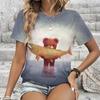 Summer Round Neck Cartoon Animal Pattern 3D Print Top Fashionable Casual Short Sleeved Women's T-shirts