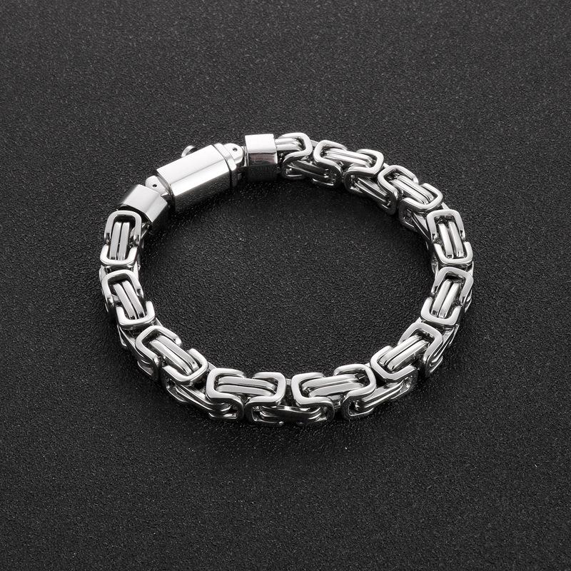 Men's Fashion Titanium Steel Paperclip Chain Bracelet with Spring Buckle