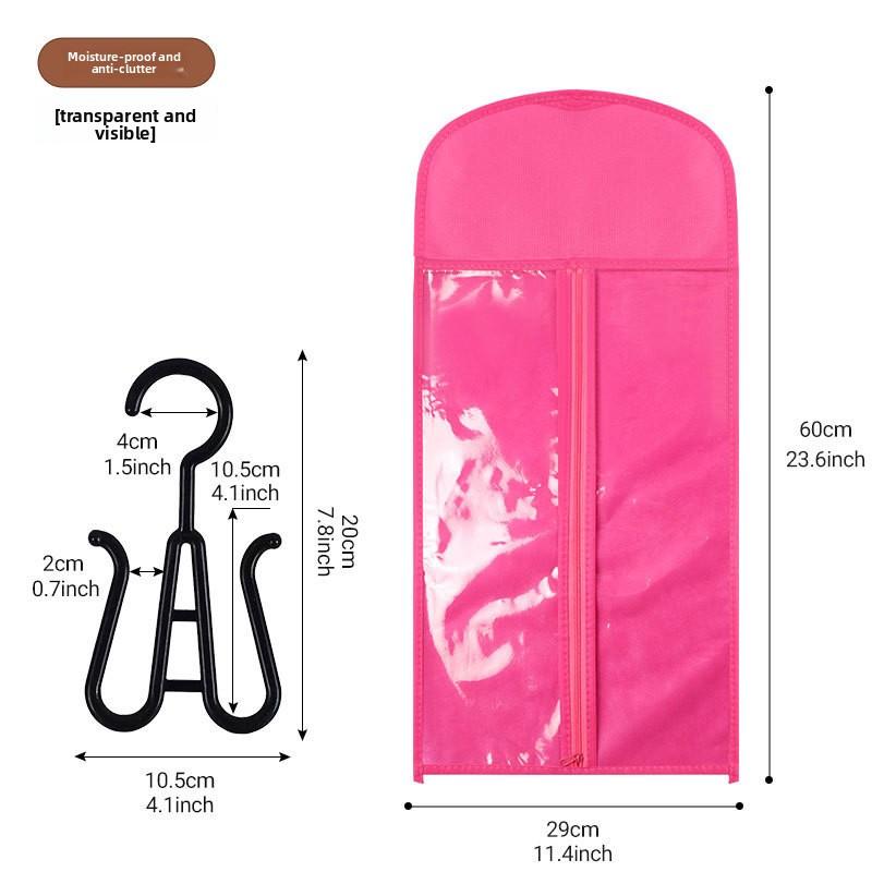 

Wig storage bag, dustproof bag, long belt hanger cosplay wig hair bag non-woven zipper Wig bag красный