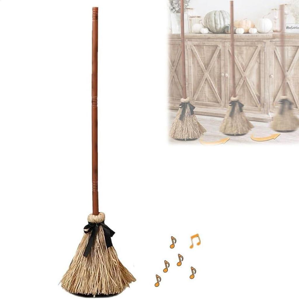 Haunted Dancing Broom Halloween Scary Floating Dancing Broom With Ghost Sounds for Party Horror Holiday Atmosphere Props