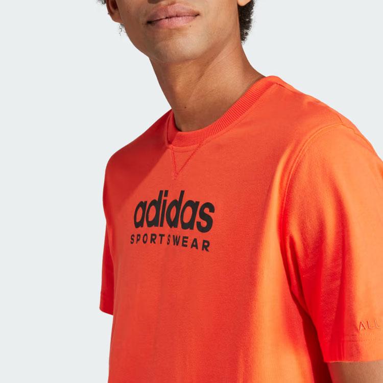 Adidas All Season Graphic Tee Letter Logo Print Sports Casual Short Sleeve T-Shirt Men Tops Orange IJ9436
