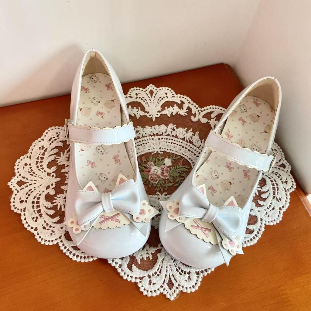 Japanese Style Cute Lolita Shoes Pink Bow Women's Mary Jane Shoes Size 35-40 Low Heel Pumps Sweet Zapatos De Mujer Comfortable