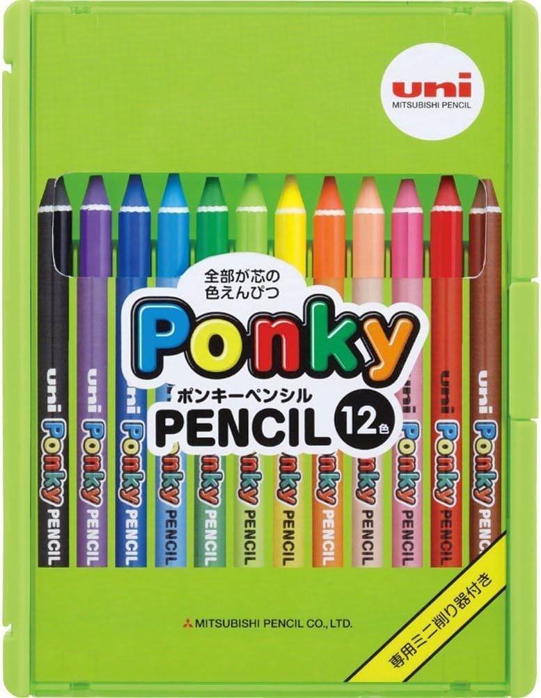 Mitsubishi Pencil Ponky K800PK12CLT Pencil, 12-Color Set,