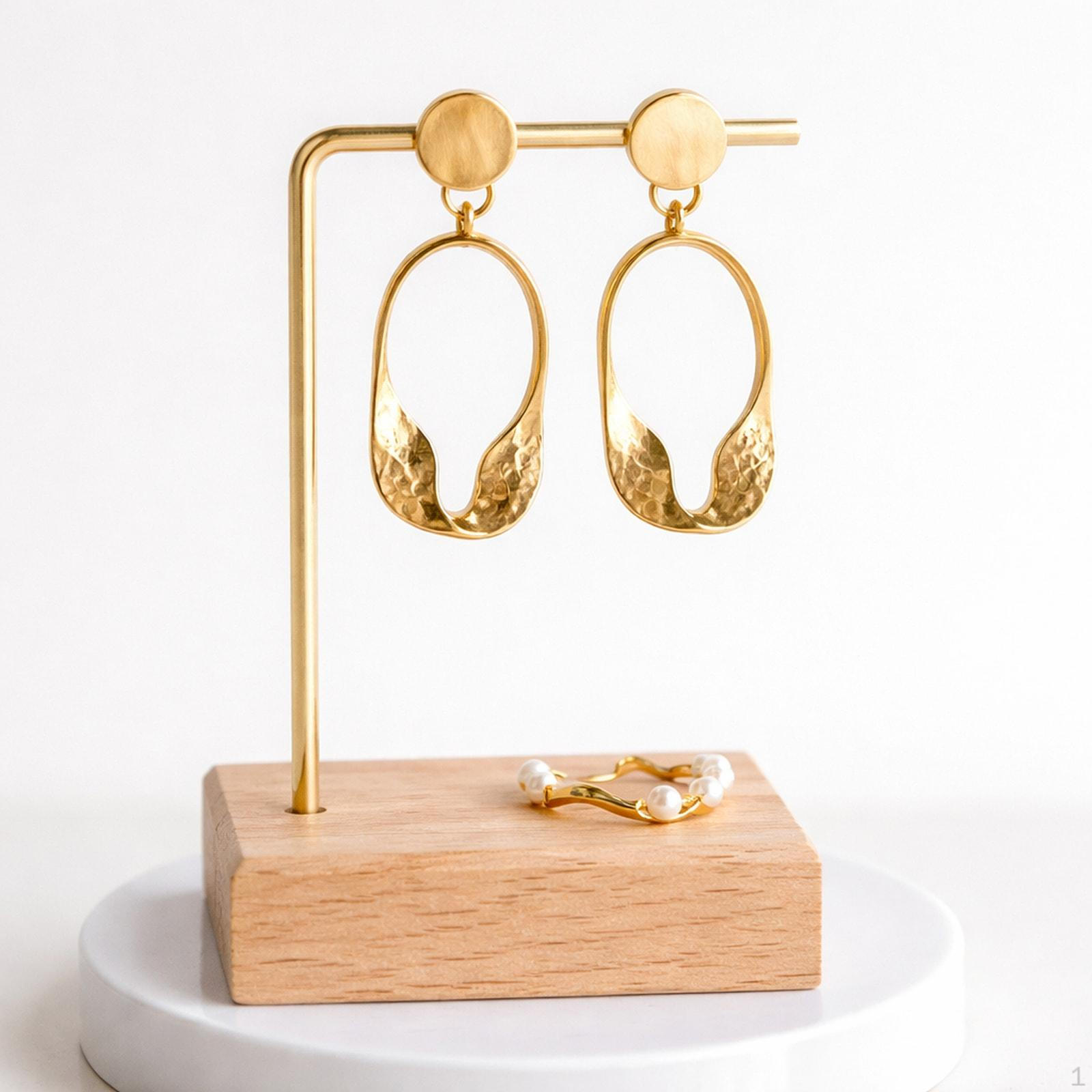 

Jewelry Display Rack Earrings Storage Earring Holder Necklace for Bracelet Wood Color