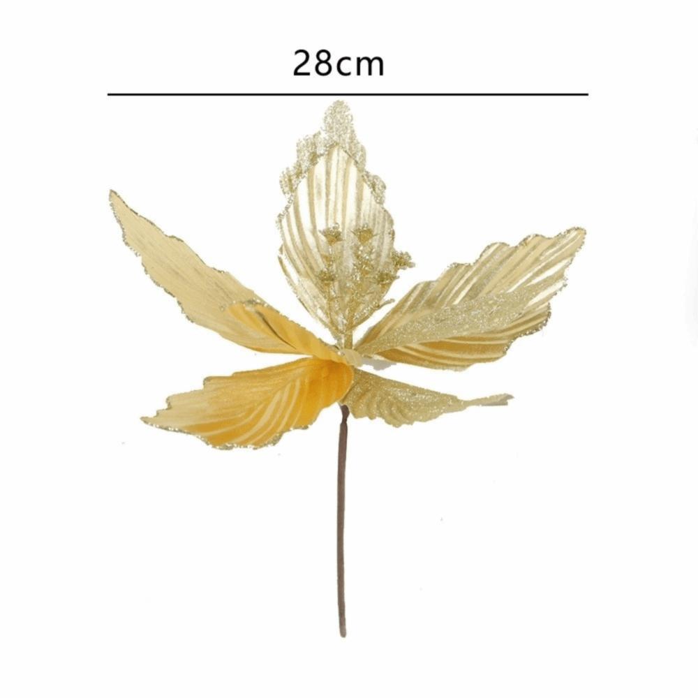 Glossy Fabric Christmas Tree Flowers Bright Color Christmas Tree Decoration  Store Display