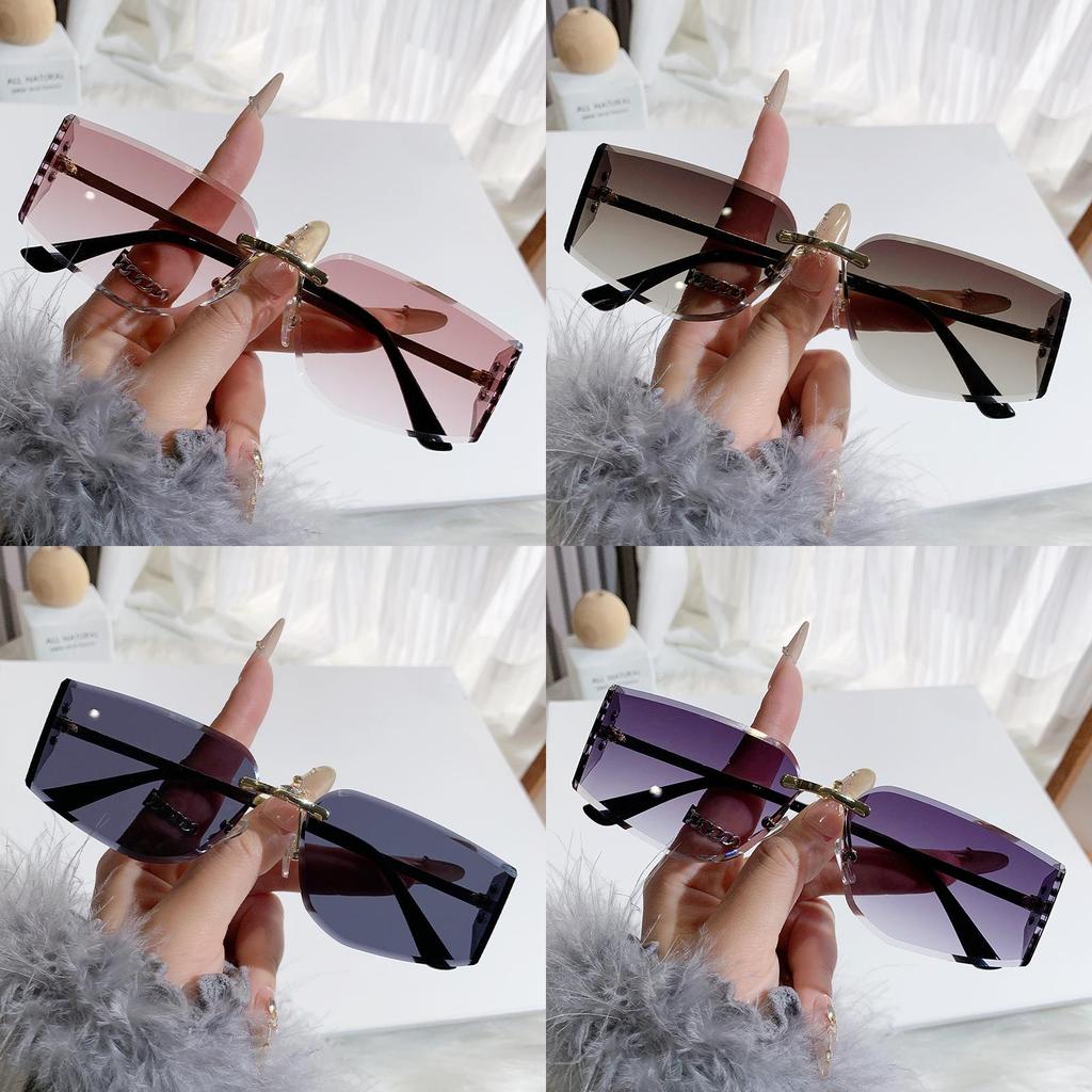 Unisex Frameless Curved Sunglasses With Uv400 Protection For Travel And Outdoor Activities