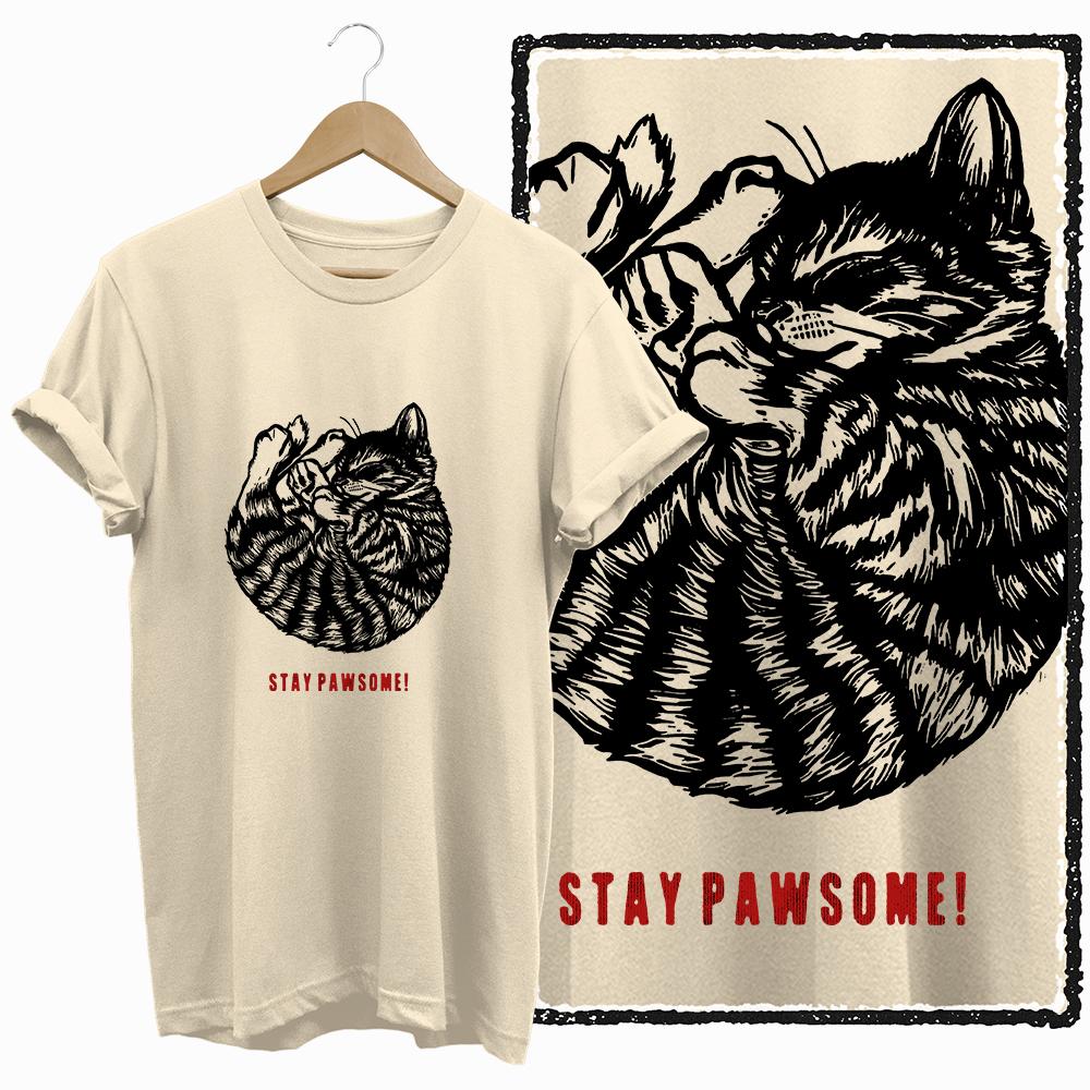 COOLMIND 100% cotton BEIGE cat print exclusive graphic women T shirt big size loose cotton cat lover women tshirt LOVELY cat tee