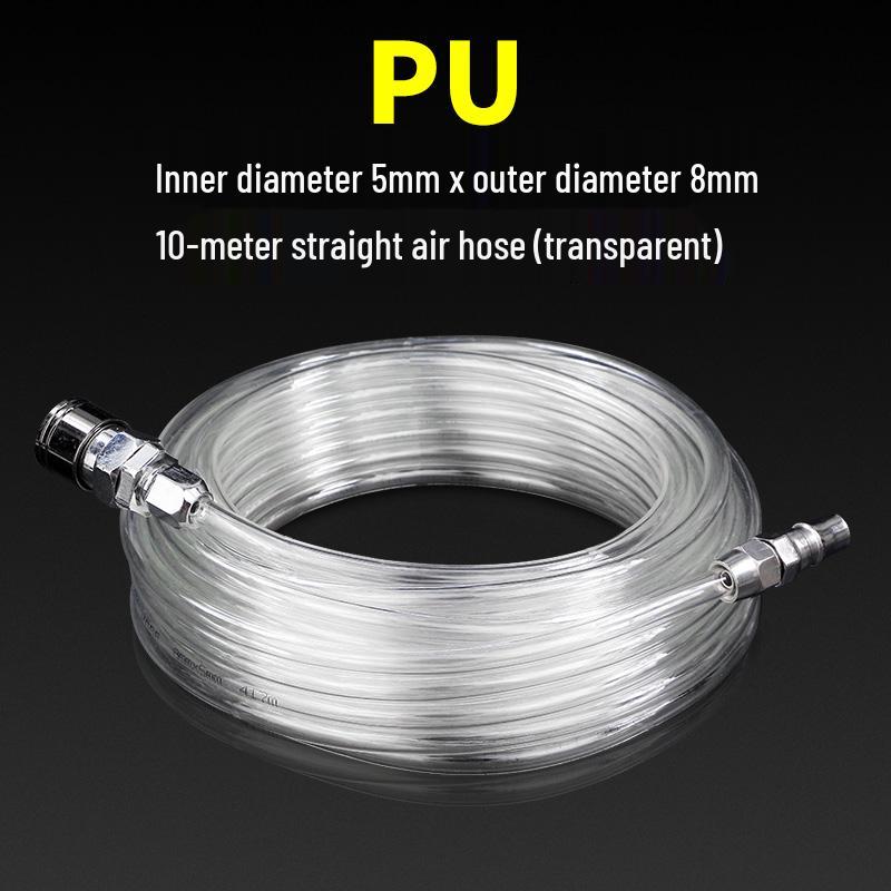 High-Pressure PU Air Hose with Quick Connect - 5*8/10*6.5/12*8, Pneumatic Air Compressor and Pump Compatible