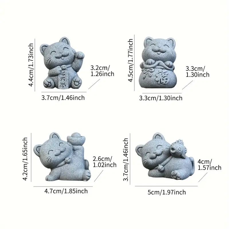 Cat Furniture Decorative Ornaments, Bonsai Rockery Desktop Office Gift Animal Creative Small Ornaments Decoration Miniatures