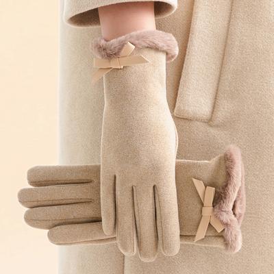 Women'S Winter Thick Plush Gloves Fashion Warm Suede Imitation Cashmere Outdoor Guantes Lady Touchscreen Driving Mittens