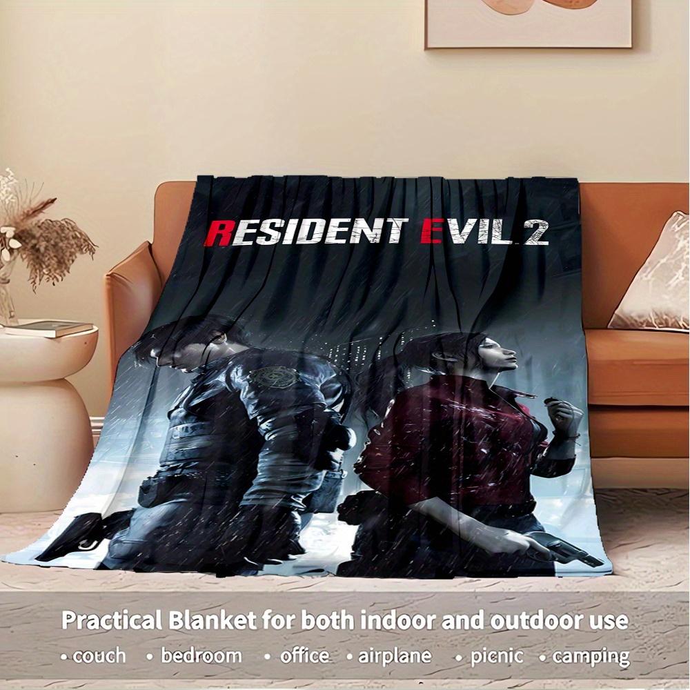 For Resident Evil 2,Leon Kennedy,Claire Redfield-Themed Flannel Blanket, Glam Style, Digital Print, All-Season Comfort, Tear-Resistant, Knit