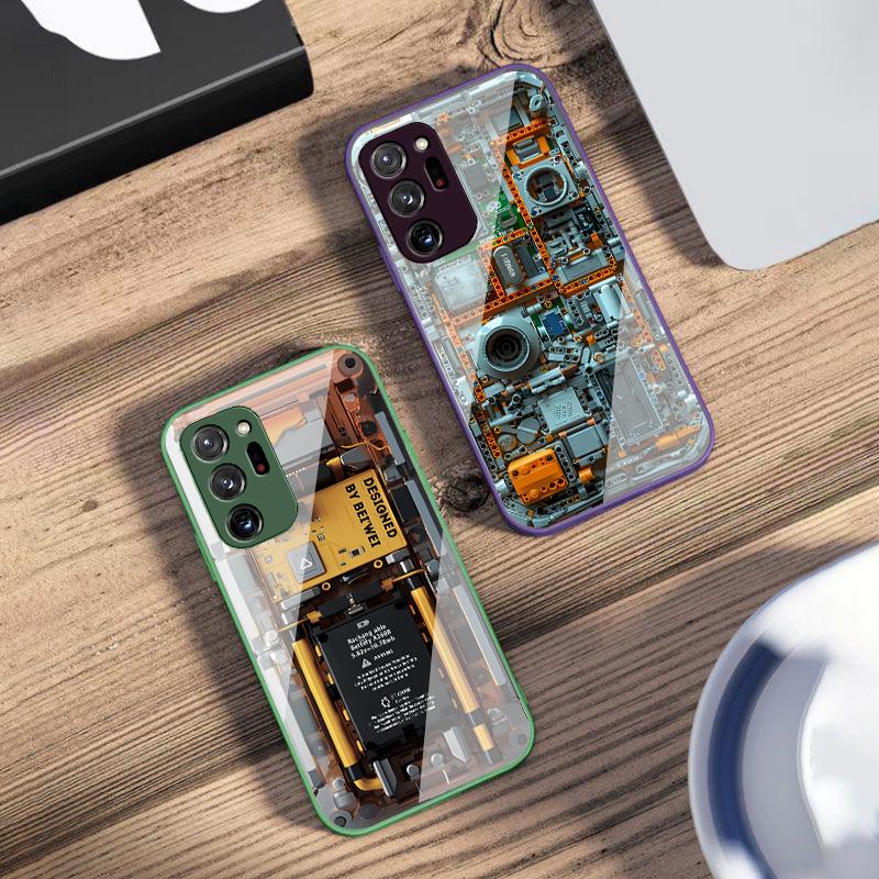 Mechanical Device Black For Samsung Galaxy Note 8 9 10 PRO 20 Ultra A01 02 03 Core 04E 4G 12 13 5G Tempering Glass Phone Case