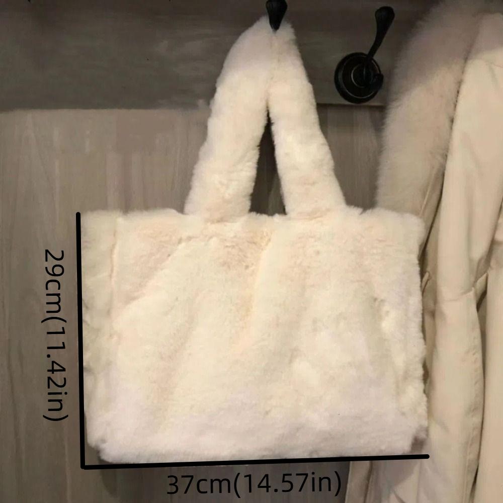 Large Capacity Plush Tote Bag Korean Style Shoulder Handbag Casual Faux Fur Tote Bag  Lady