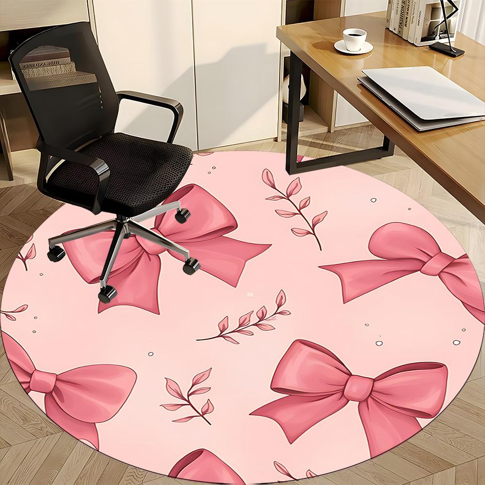 1pc Bows Floral Office Round Area Rug, Indoor Mat Suitable ForOffice, Under Office Chairs Bedroom Living Room Home Decor, Room Deco, D086