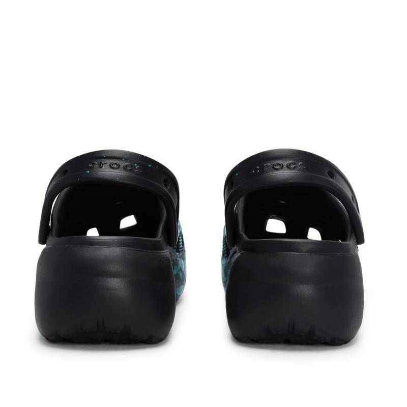 Crocs Classic Platform Clog 811 Manufacture Roaming Scene Special Shoe Box Ink Splash Techno-Sense Hole Shoes Women's Black Tiffany