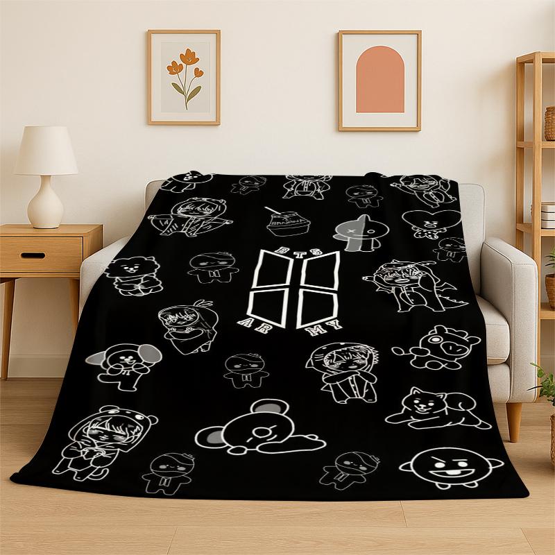 Famous B-BTS KPOP Star Soft Flannel Throw Blanket,Warm Cozy Blanket for Bed,Couch,Sofa,Bedroom,Living Room,Travel,Camping Gift