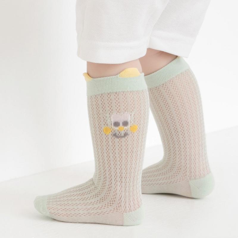 Baby Mesh Thin Socks Toddler Soft Skin-friendly Long Socks for Girls Kids Summer Breathable Cotton Stockings Girls Boys 0-5Y