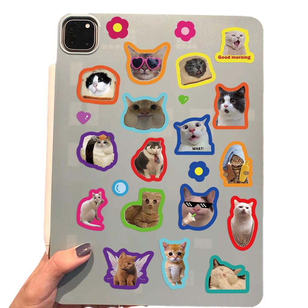 8 Colorful Kitten Emoticon Package Stickers DIY Hand Account Small Card Mobile Phone Case Decoration Korean Ins