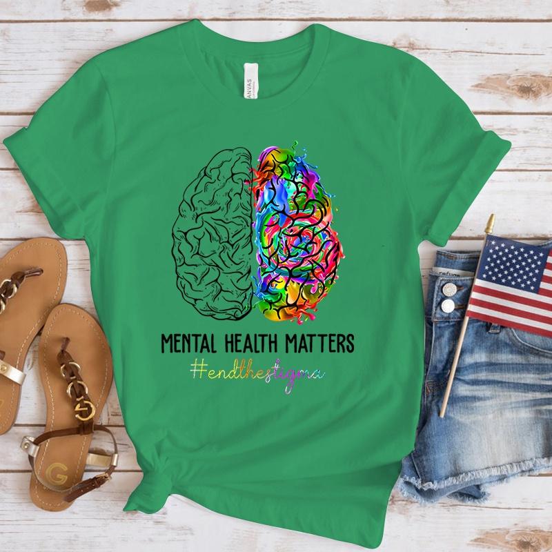 Fashion Women T Shirts Mental Health Awareness Mental Health Matters Print Funny Short Sleeve T-Shirt Lady Casual Summer Shirt