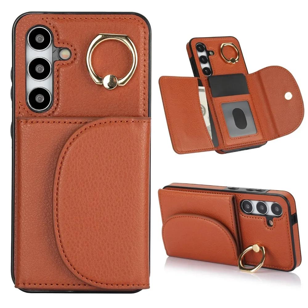 Ringständer Kartenhalter Handyhülle für Samsung Galaxy S21 S23 FE S22 S24 S25 Ultra S26 Plus A36 A15 A55 A35 A16 A56 Lederhülle