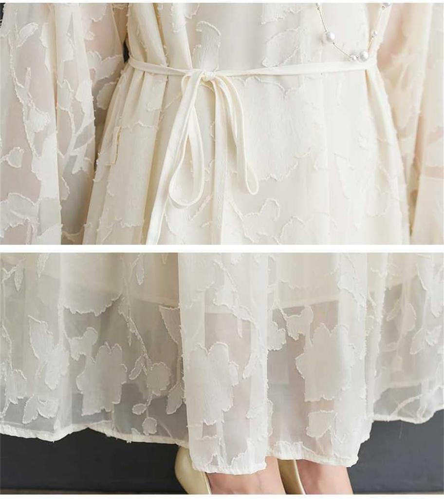 Maxi Lang Lang Anlege Runde Lange Maxi Midi Locker Festes Netz Elegant und Stilvoll Einheitsgröße Passt [Mouhoukyo] Damenkleid, Ärmel, Kleid, Kleid, Hals,