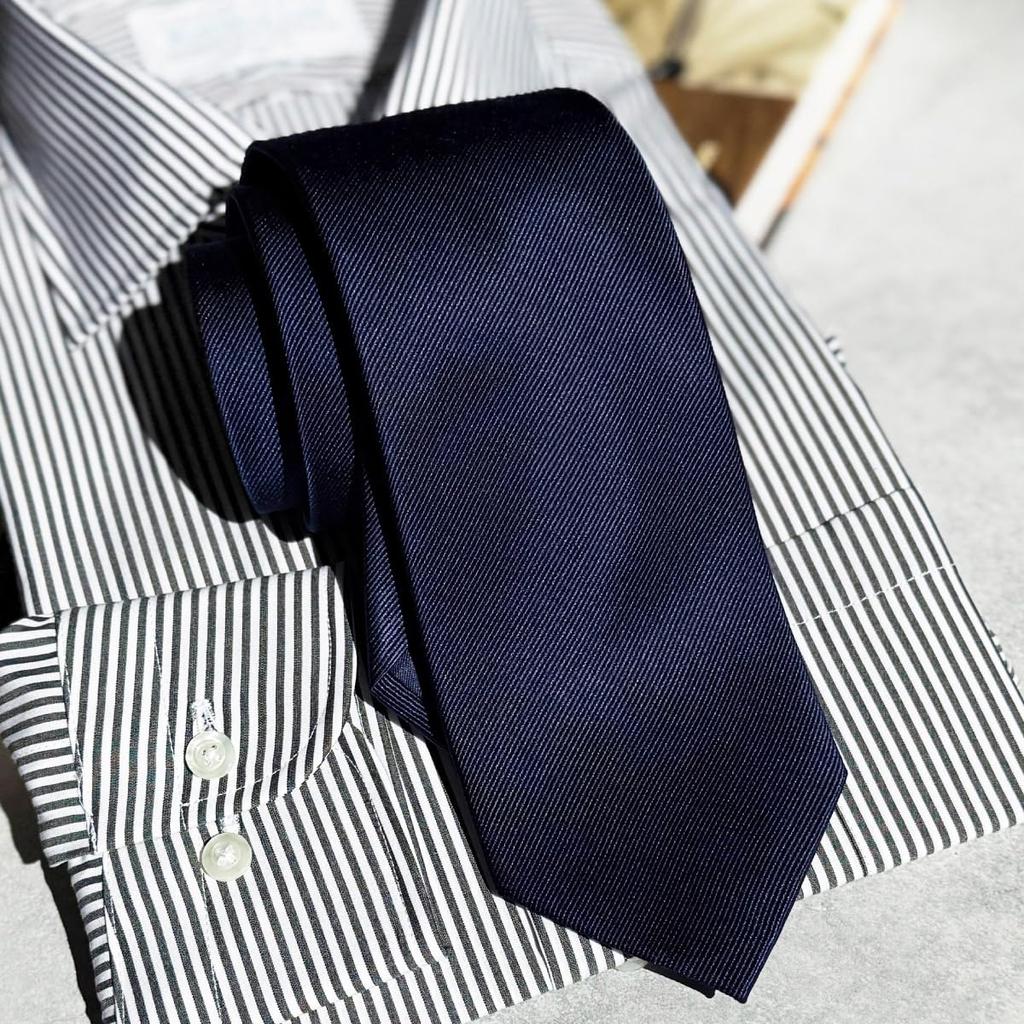 [Milano Alpha] 100% Silk Tie, Plain, Stylish, Navy Blue, d-silk-1