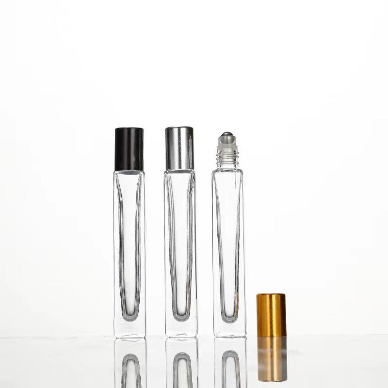 Cylindrical Square 10ml Portable Glass Perfume Spray Bottle with Screw Cap