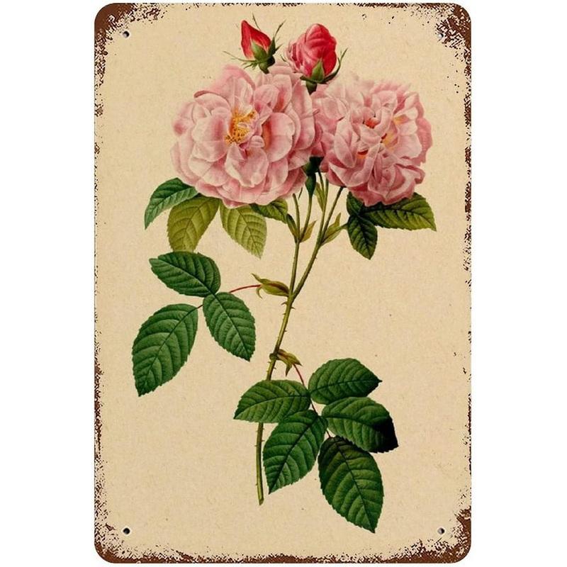 Metal Tin Sign Garden Beautiful Flowers Vintage Tin Sign Flower Lavender Metal Wall Panel Retro Art Decoration for Home Cafe Bar