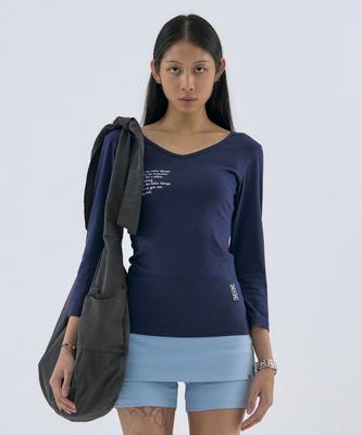 WELLBEING EXPRESS V Neck 3/4 Sleeve Navy