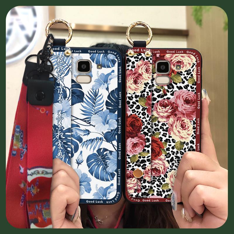 Wrist Strap Chinese Style Phone Case For Samsung Galaxy J6 2018/SM-J600F Anti-dust Kickstand Shockproof Fashion Durable