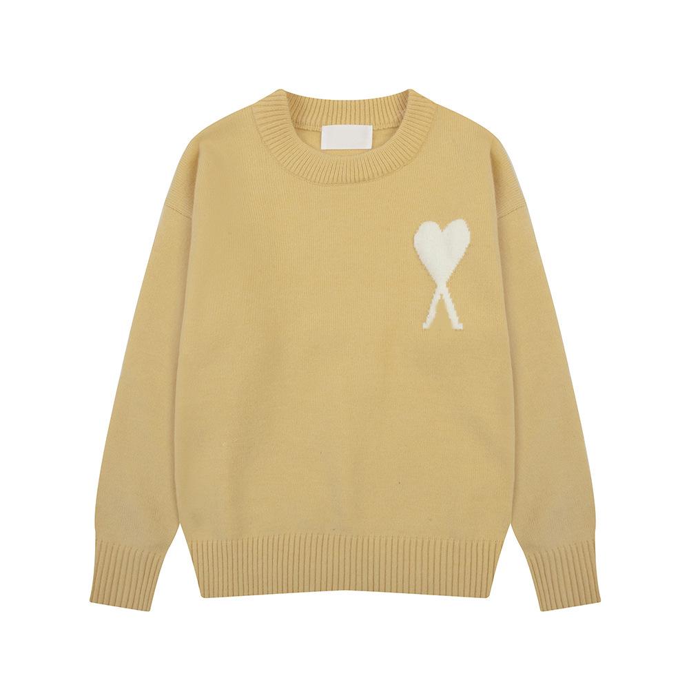 

Светр з довгим рукавом, жакардової в язки у формі серця в американському стилі, для чоловіків і жінок - Осінньо-зимовий парний топ S хакі