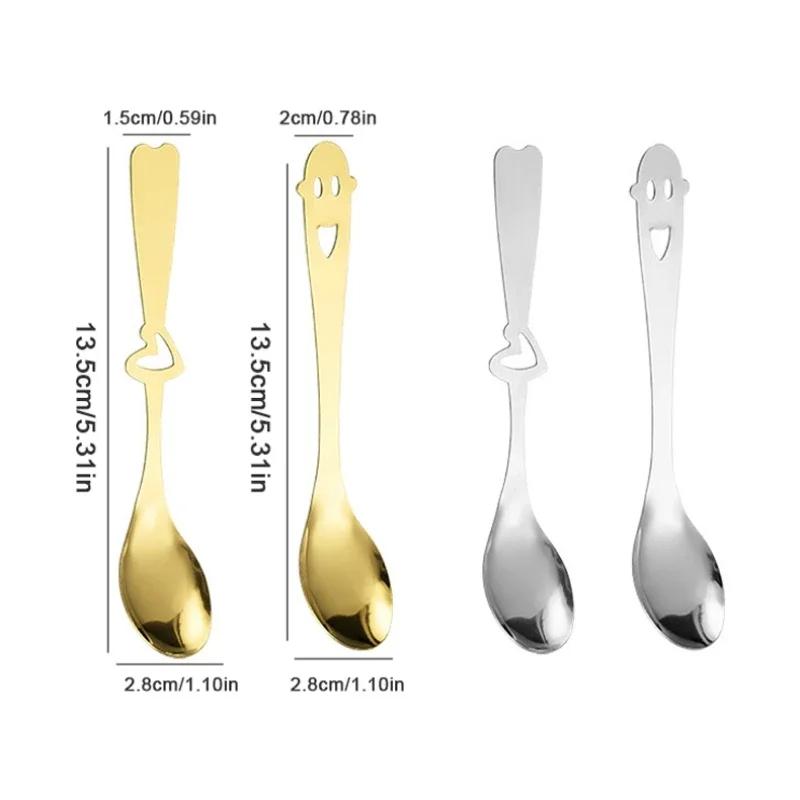 Nerezová kávová odměrka Design dutého srdce a usměvavé tváře Lžička na zmrzlinu Svatba Suvenýrová lžička Dárky do domácí kuchyně pro děti