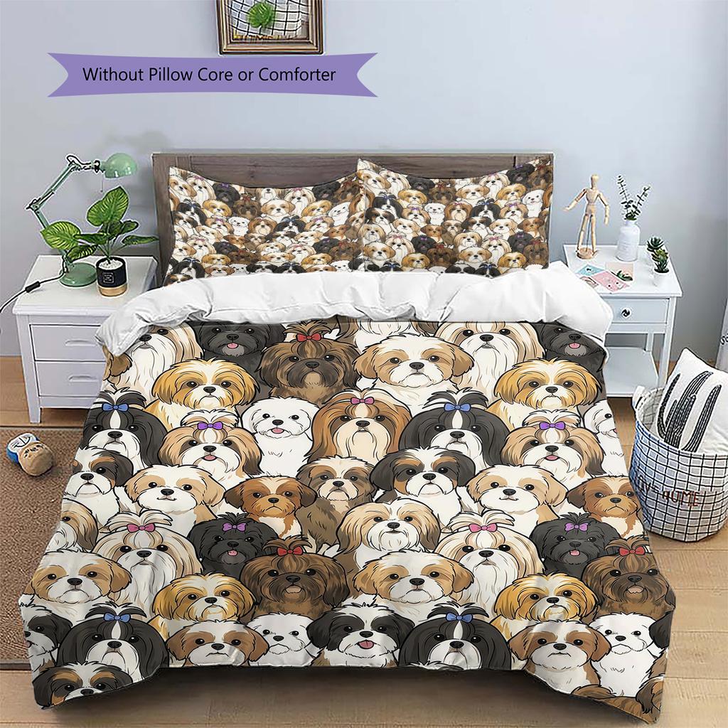 Biancheria da letto con motivo cucciolo cartone animato, Set piumino Copripiumino Federa Regalo di compleanno per la casa (1 * copripiumino + 2 * federa, senza nucleo)