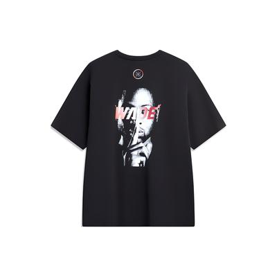 Wade Series Letter Character Pattern Printed Round Neck Short Sleeve Raglan T-Shirt Men Tops Black AHSU003-4