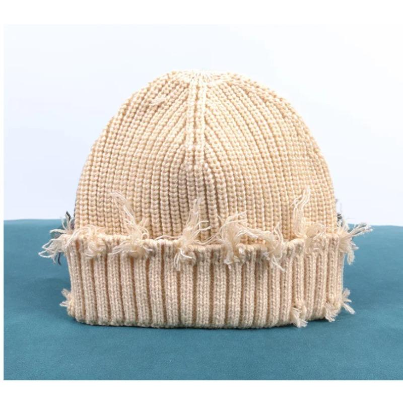 

Модная вязаная зимняя рваная мужская шапка с черепом унисекс хип-хоп однотонная теплая шапка женская шапка подарок